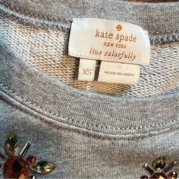 Kate Spade size XS rhinestone embellished gray sweatshirt - Picture 5 of 13